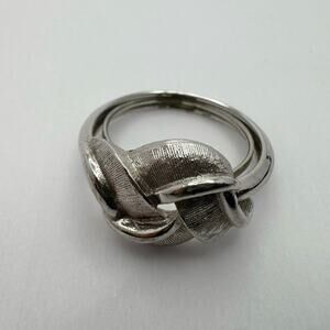 Vintage 70s Signed AVON Silver Tone Textured Knot Ring